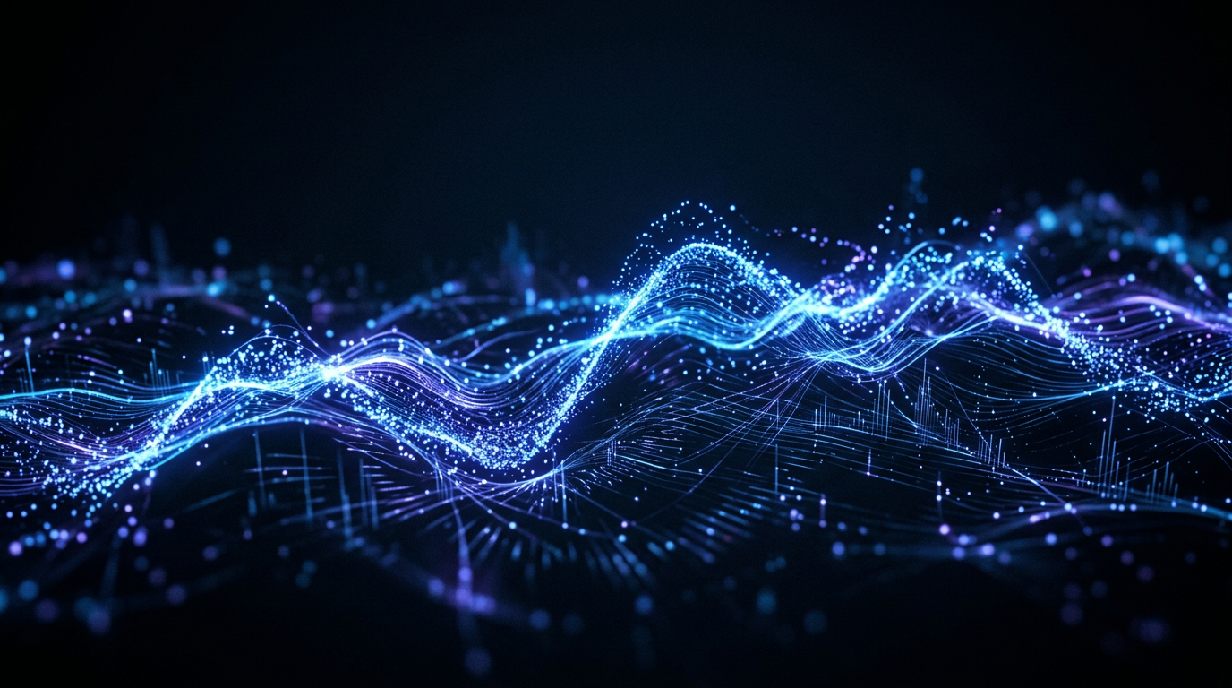 Ondas de voz digitales representando un agente conversacional de IA